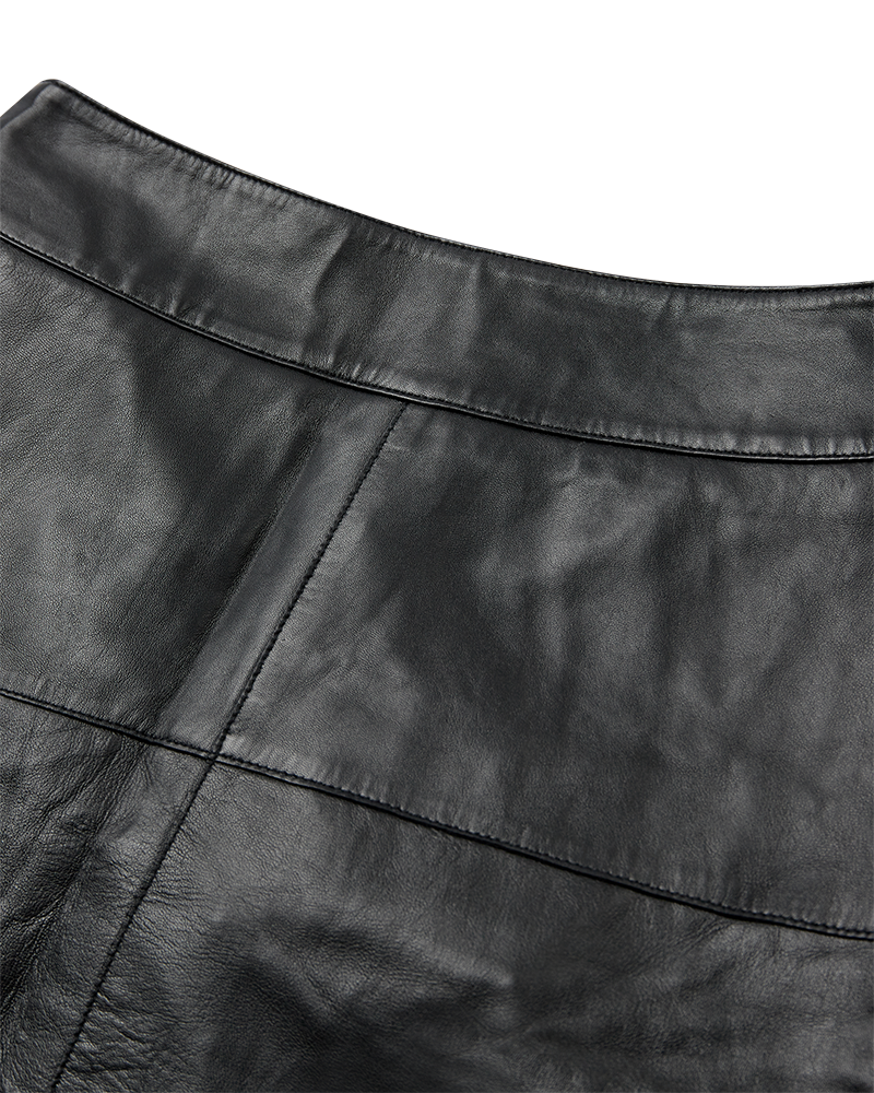 CMROYAL - LEATHER SKIRT IN BLACK