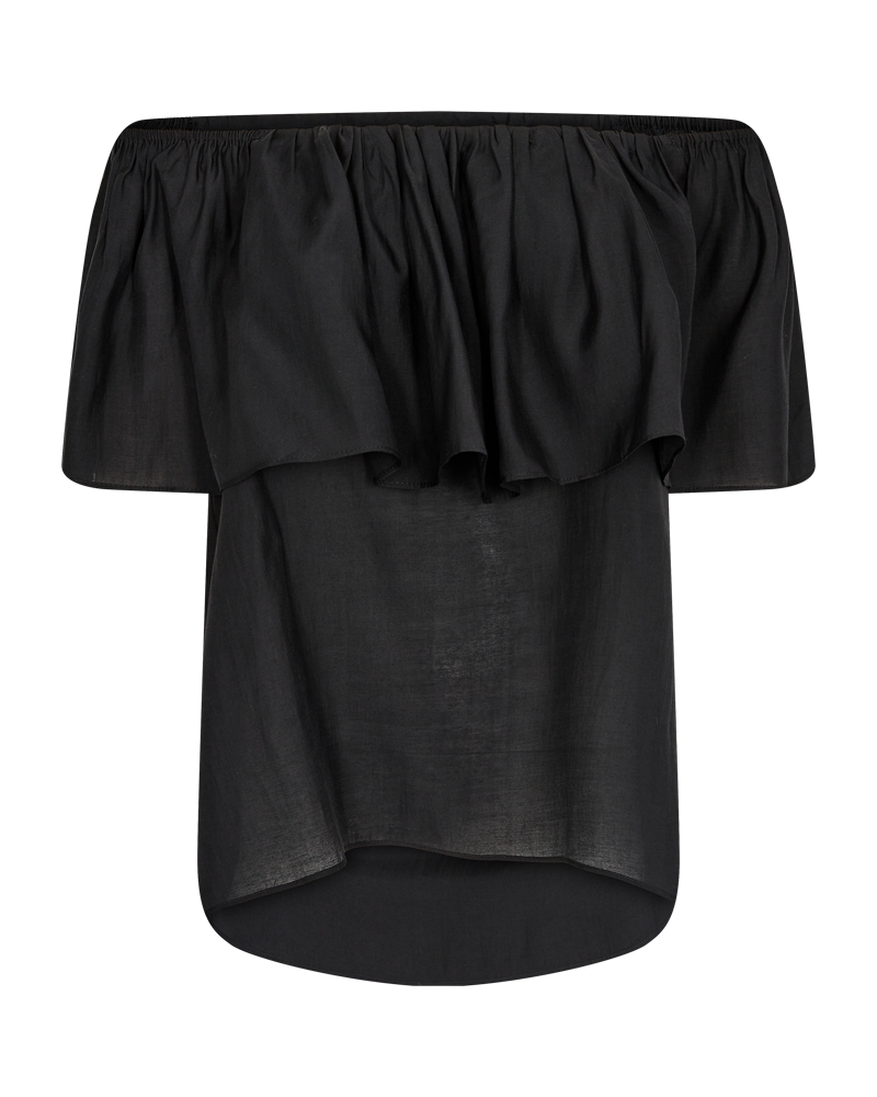 CMMOLLY - BLOUSE WITH RUFFLES IN BLACK