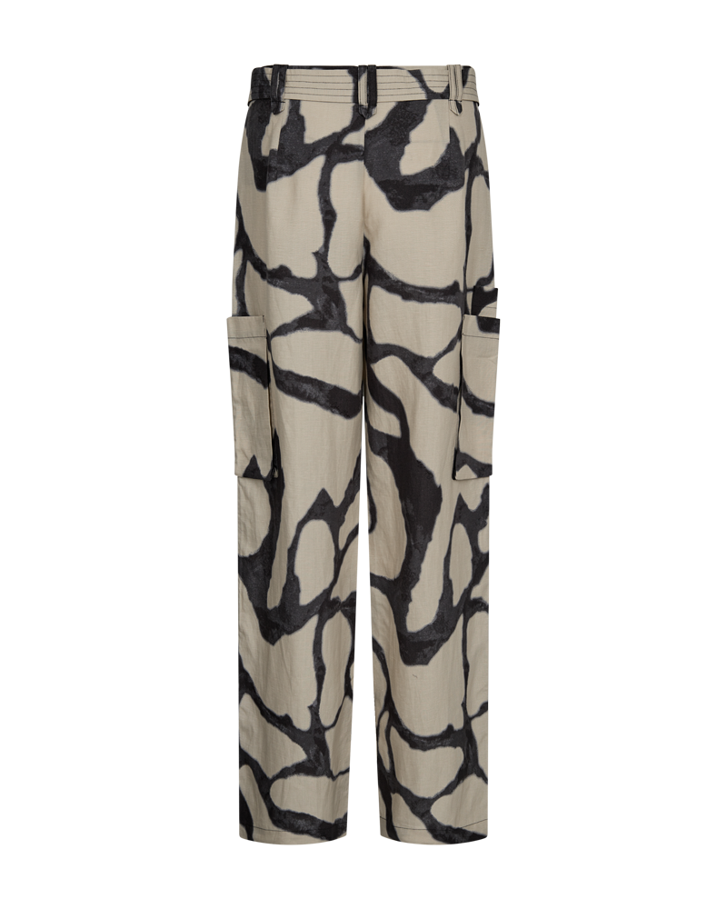 CMNATU - PANTS WITH PRINT IN BEIGE AND BLACK